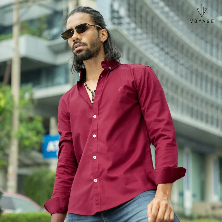 Solid Shirt -Merron - Image 2